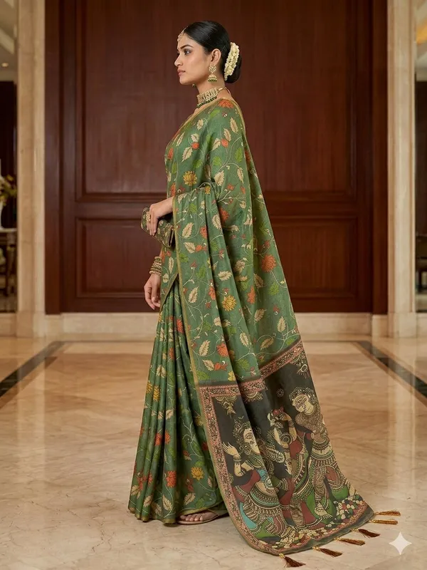 Olive_Green_Lilan_Printed_Saree