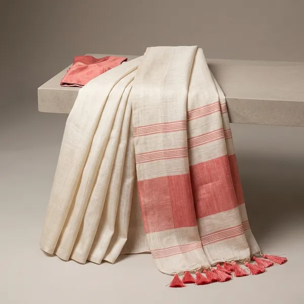 Off_White_And_Coral_Lilan_Printed_Saree