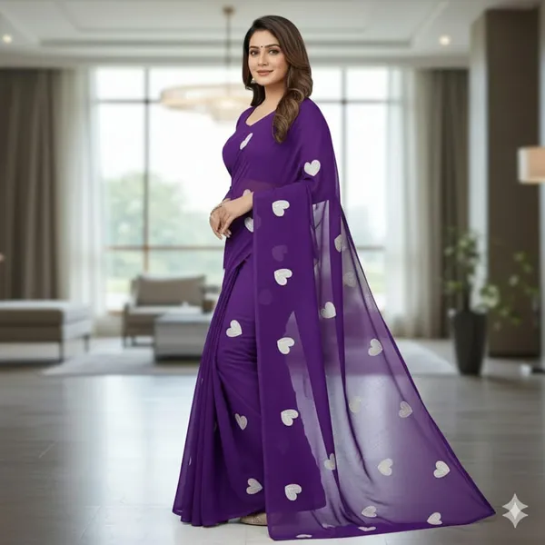 Purple_Embroidery_Work_Saree_With_Blouse_Piece
