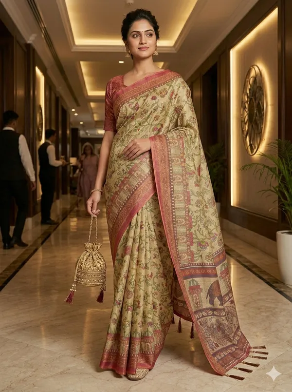 Beige_And_Pink_Lilan_Printed_Saree