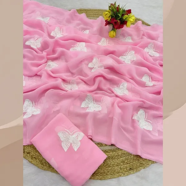 Pink_Embroidery_Work_Saree_With_Blouse_Piece