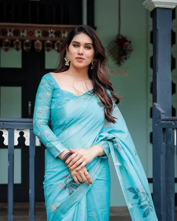 Sky_Blue_Lilan_Printed_Saree
