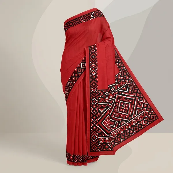 Red_And_Black_Lilan_Printed_Saree