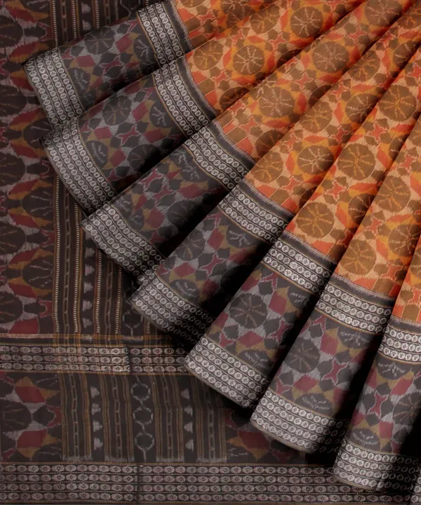 Orange_And_Brown_Lilan_Printed_Saree
