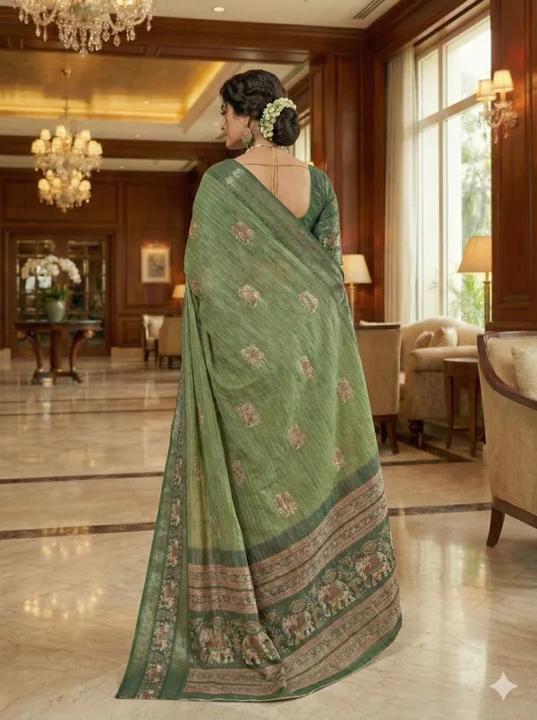 Olive_Green_Lilan_Printed_Saree
