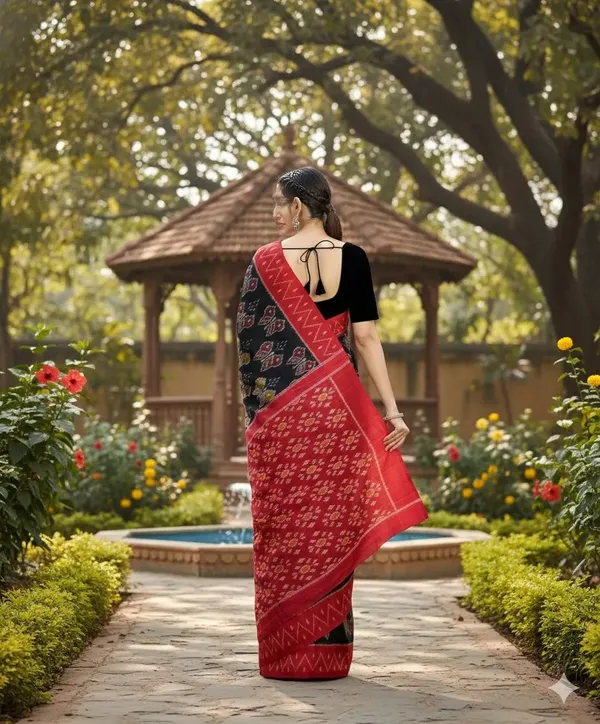 Black_And_Red_Lilan_Printed_Saree