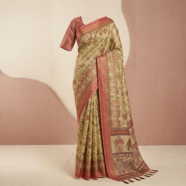 Beige_And_Pink_Lilan_Printed_Saree