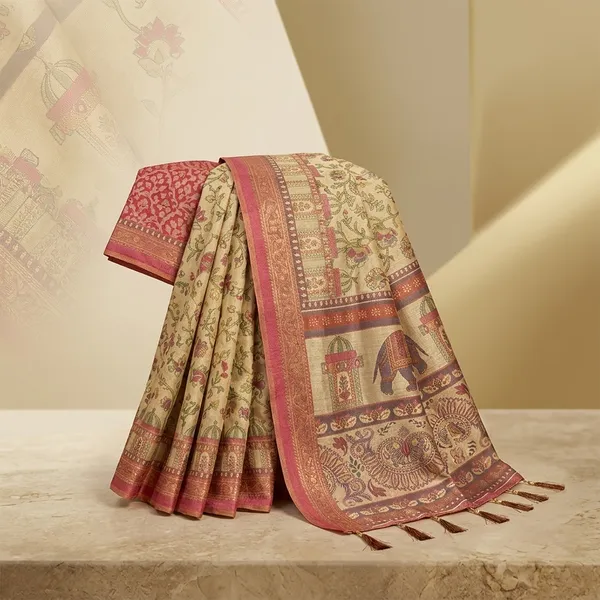 Beige_And_Pink_Lilan_Printed_Saree