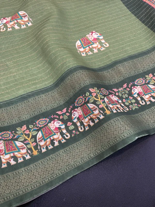 Olive_Green_Lilan_Printed_Saree