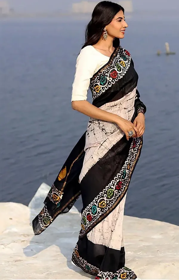 Black_And_White_Lilan_Printed_Saree