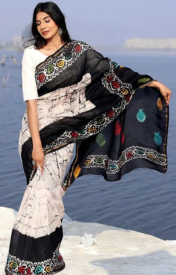 Black_And_White_Lilan_Printed_Saree