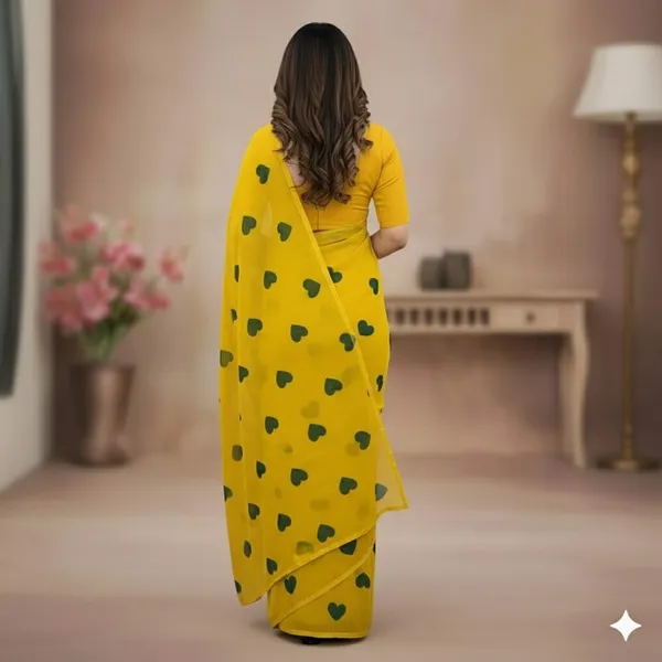 Yellow_And_Green_Embroidery_Work_Saree_With_Blouse_Piece