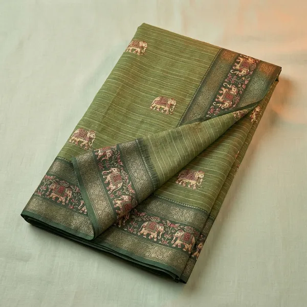 Olive_Green_Lilan_Printed_Saree