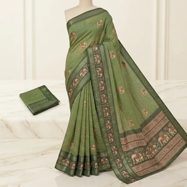 Olive_Green_Lilan_Printed_Saree