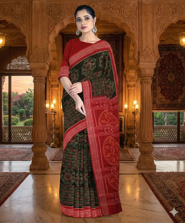 Red_And_Black_Lilan_Printed_Saree