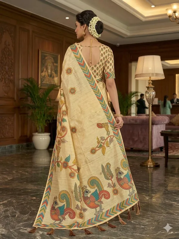 Beige_And_Gold_Lilan_Printed_Saree