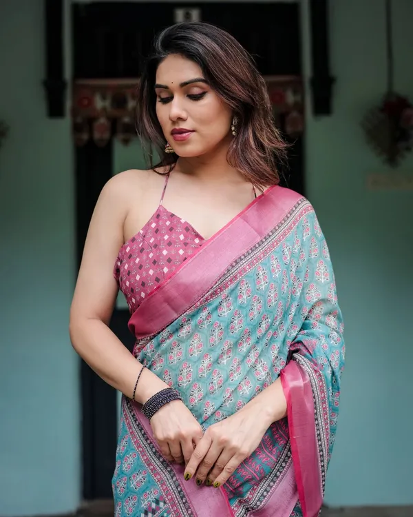 Light_Blue_And_Pink_Lilan_Printed_Saree