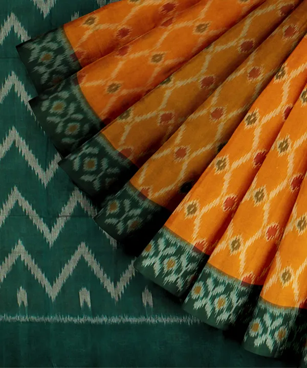 Mustard_Yellow_And_Green_Lilan_Printed_Saree