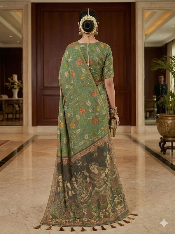Olive_Green_Lilan_Printed_Saree
