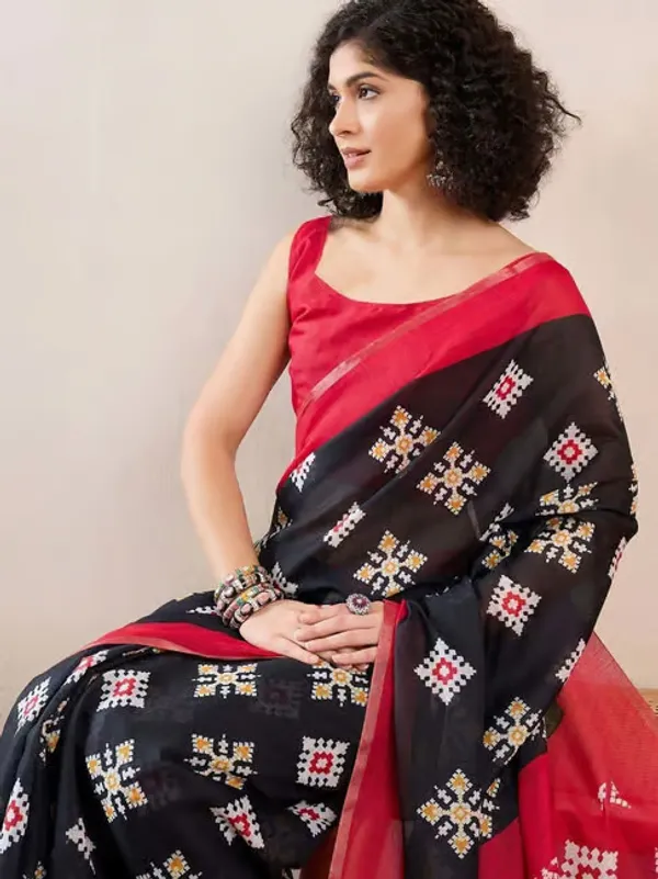 Red_And_Black_Lilan_Printed_Saree