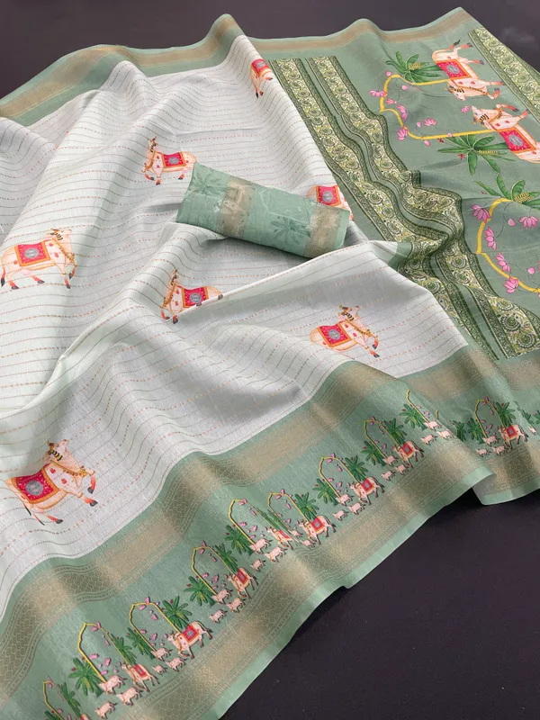 Mint_Green_Linan_Printed_Saree