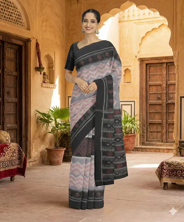 Grey_And_Pink_Lilan_Printed_Saree