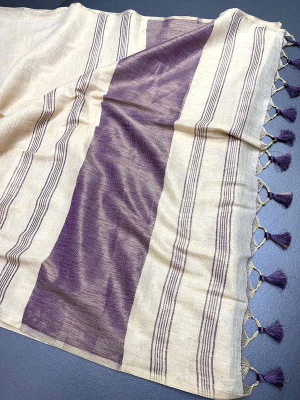 Purple_And_White_Lilan_Printed_Saree