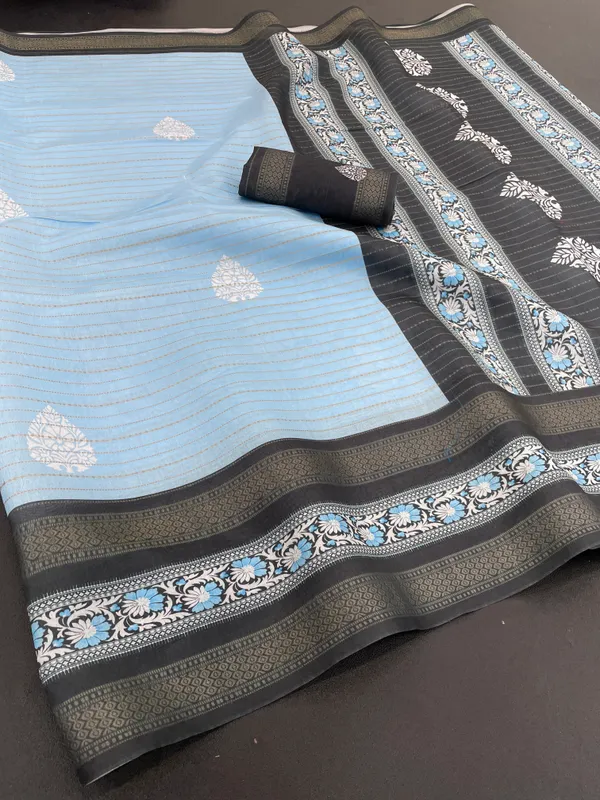 Sky_Blue_Lilan_Printed_Saree