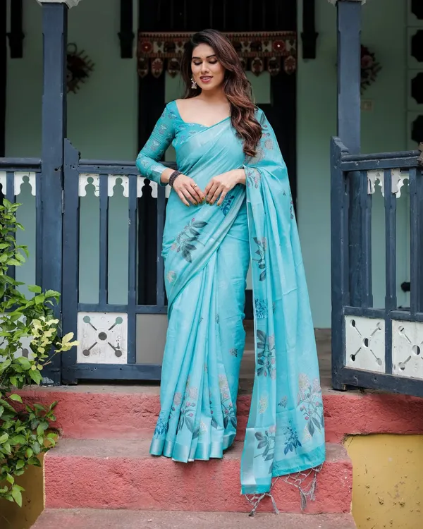 Sky_Blue_Lilan_Printed_Saree
