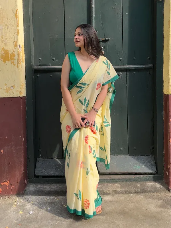 Cream_Lilan_Printed_Saree