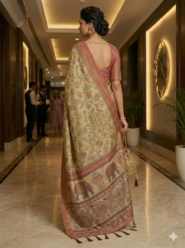 Beige_And_Pink_Lilan_Printed_Saree