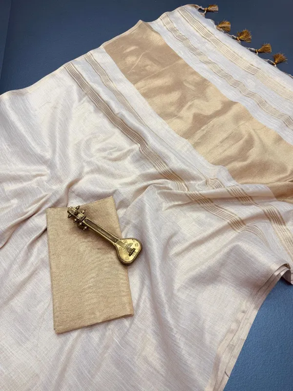 White_And_Gold_Lilan_Printed_Saree