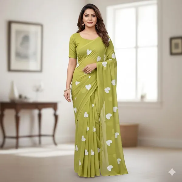 Light_Green_Embroidery_Work_Saree_With_Blouse_Piece