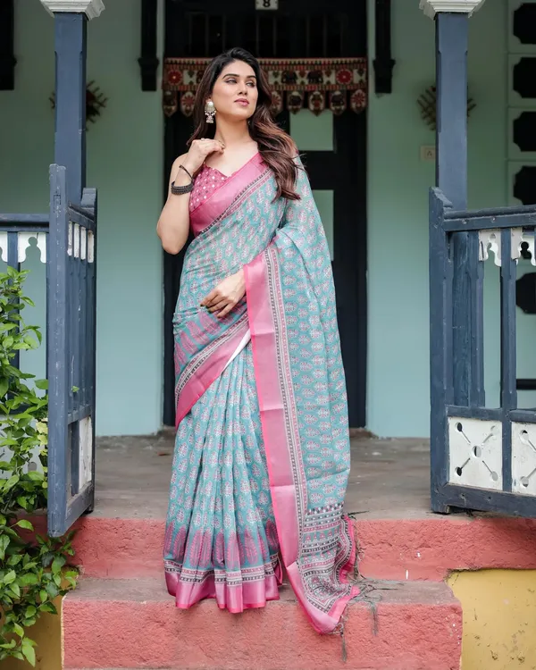 Light_Blue_And_Pink_Lilan_Printed_Saree
