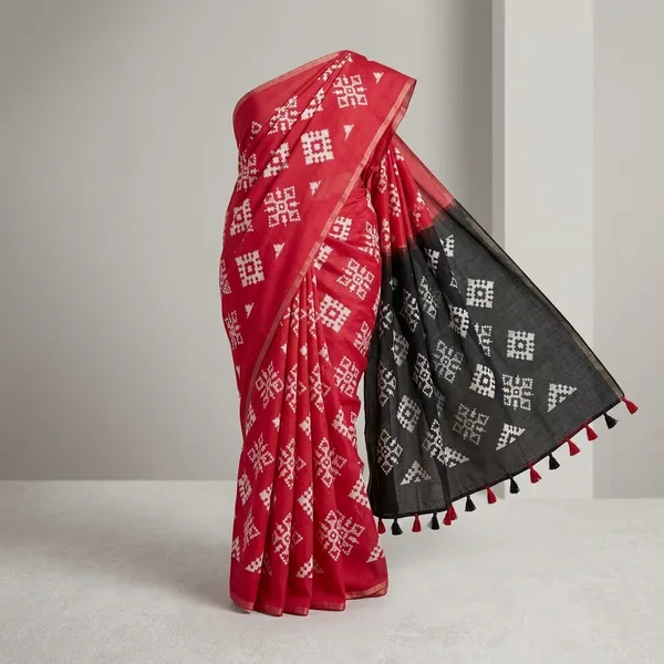 Red_And_Black_Lilan_Printed_Saree