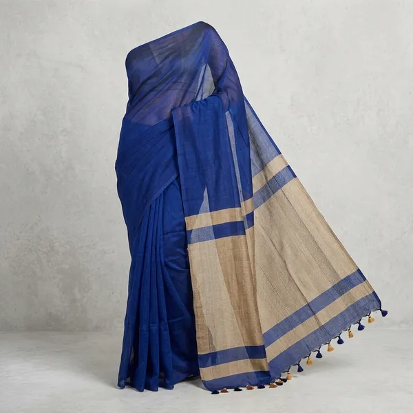 Blue_And_Beige_Lilan_Printed_Saree