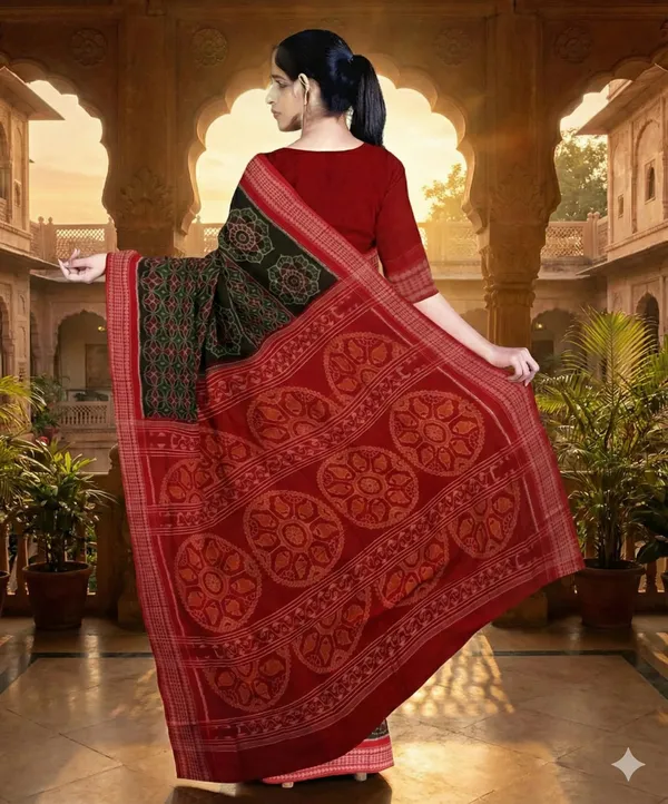 Red_And_Black_Lilan_Printed_Saree