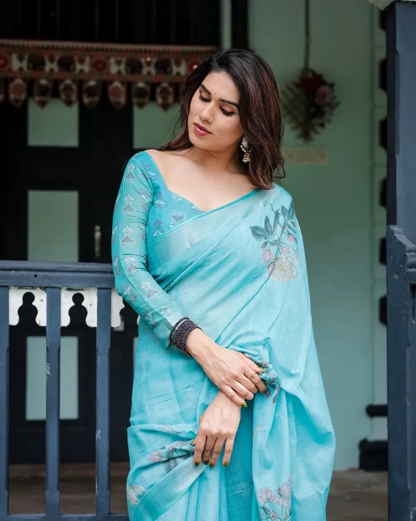 Sky_Blue_Lilan_Printed_Saree