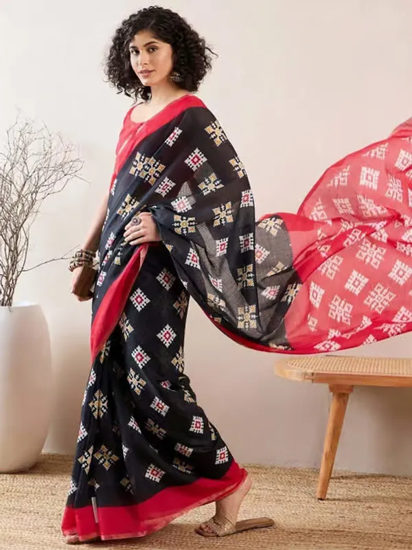 Red_And_Black_Lilan_Printed_Saree