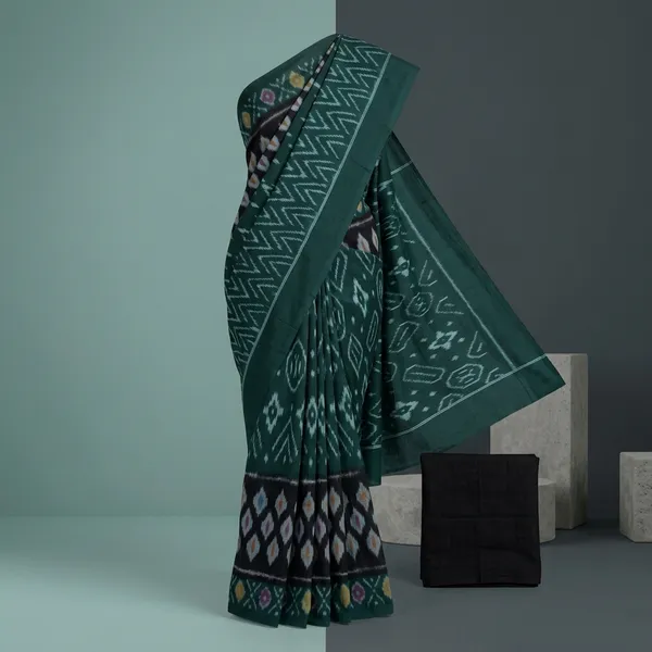 Green_And_Black_Lilan_Printed_Saree