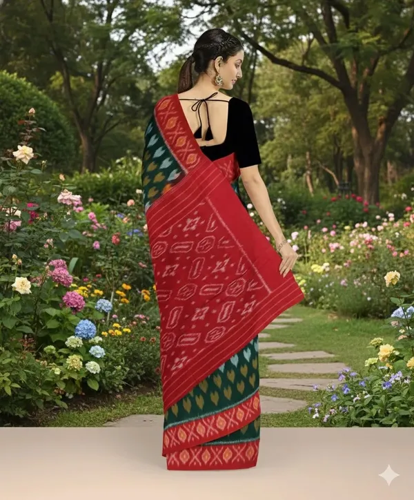 Red_And_Green_Lilan_Printed_Saree
