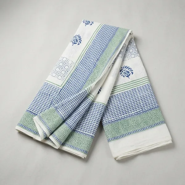 White_And_Blue_Lilan_Printed_Saree