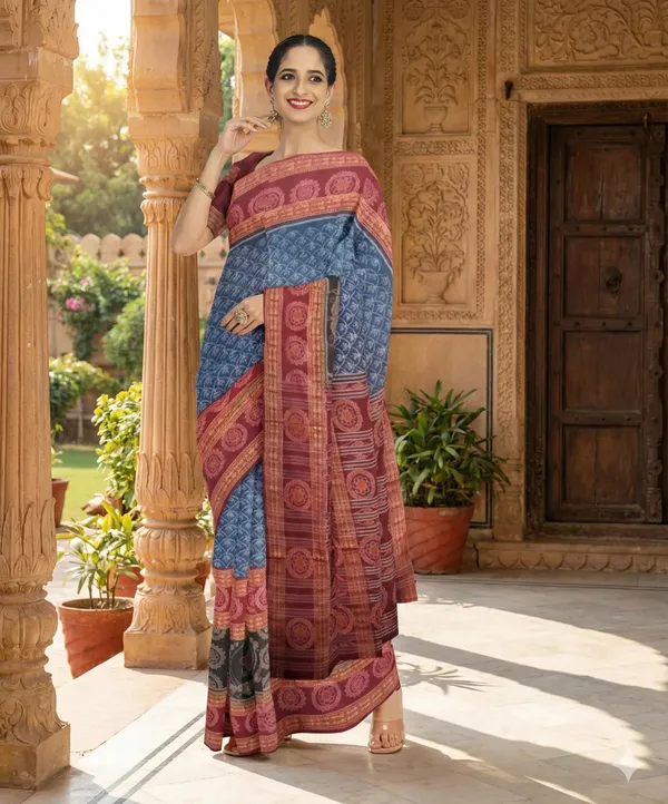 Maroon_And_Gold_Lilan_Printed_Saree