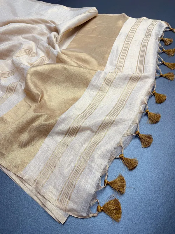 White_And_Gold_Lilan_Printed_Saree