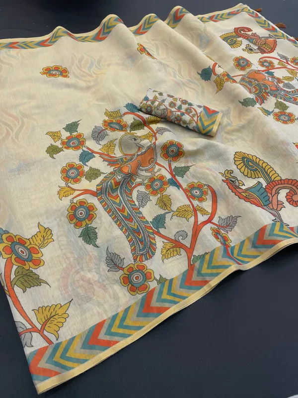 Beige_And_Gold_Lilan_Printed_Saree