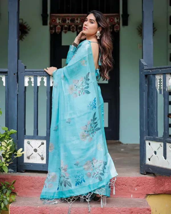 Sky_Blue_Lilan_Printed_Saree