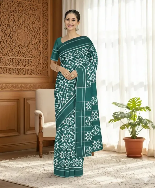 Teal_Green_Lilan_Printed_Saree