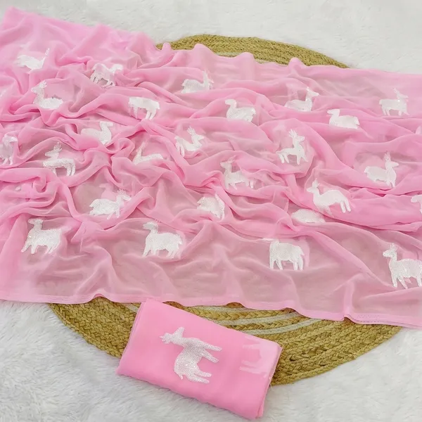 Pink_Embroidery_Work_Saree_With_Blouse_Piece