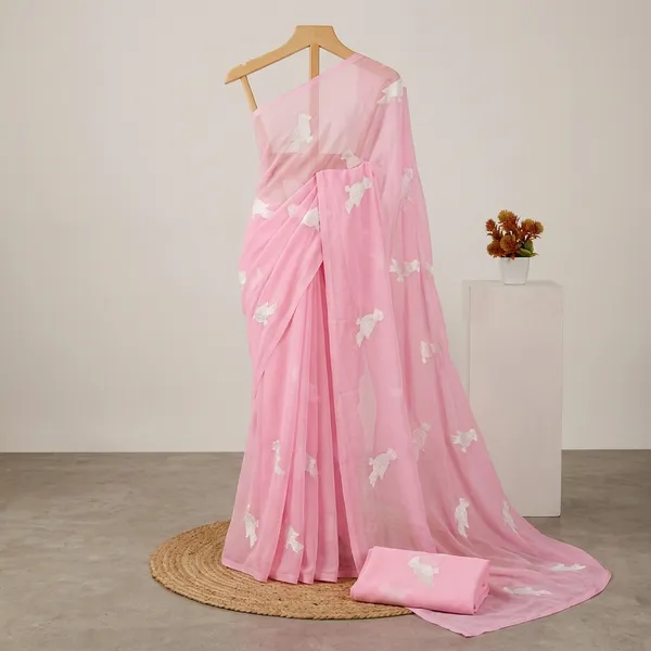 Pink_And_White_Lilan_Printed_Saree