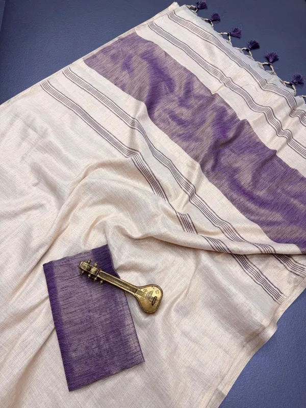 Purple_And_White_Lilan_Printed_Saree